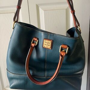 Dooney & Bourke Deep Teal w/ Chesnut Brown Straps. Genuine Leather